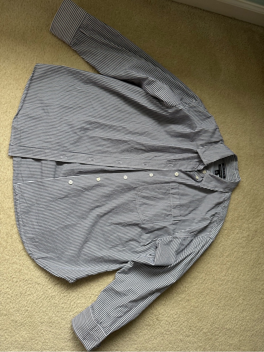 J. Crew etienne Navy and White Striped Button shirt Small